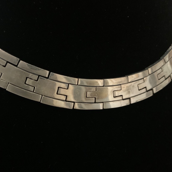 Modern Style 16” Sterling Silver Link Collar Necklace 137 Grams - Picture 2 of 8